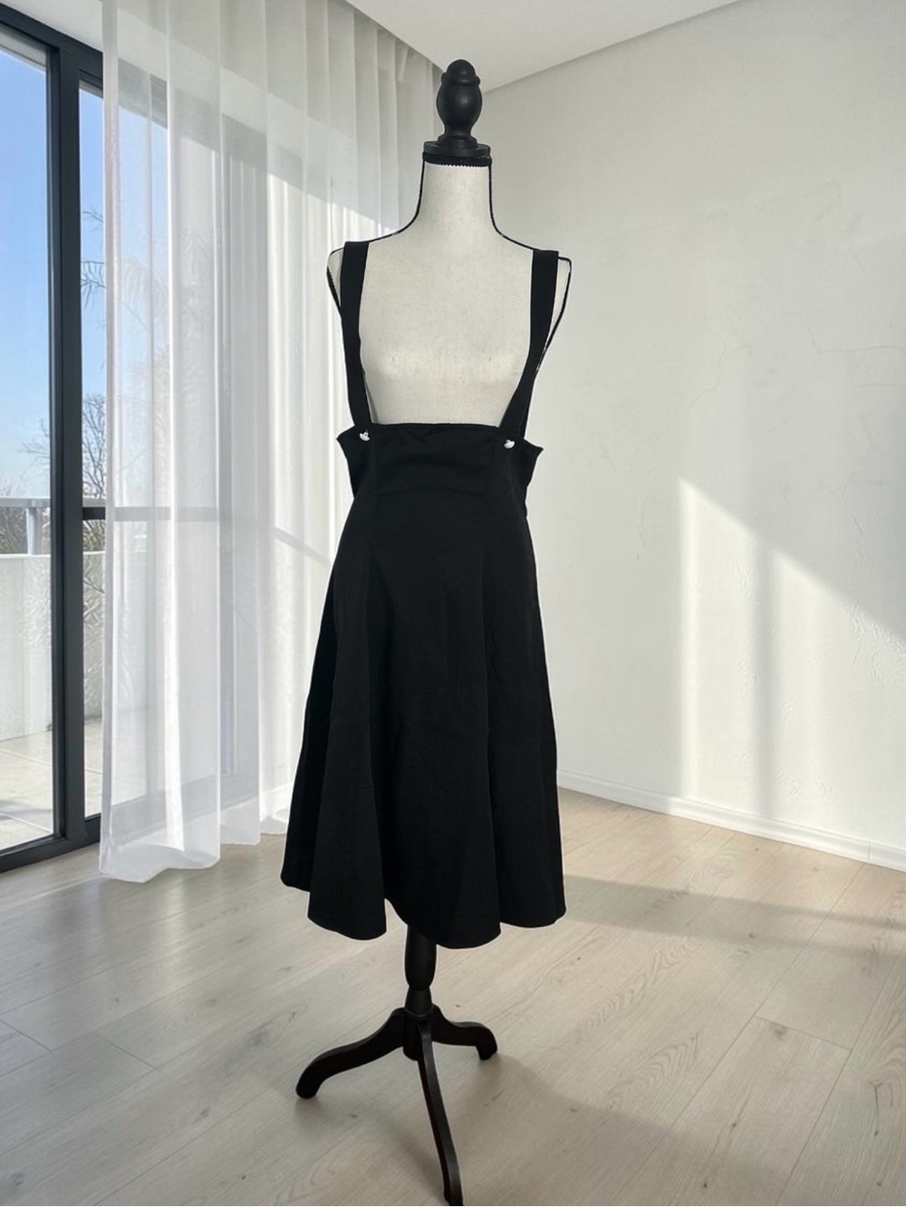High-Waist Suspender Skirt Black Juniors XL